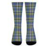 Blue Green And White Plaid Pattern Print Crew Socks