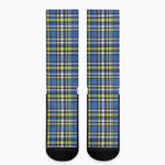 Blue Green And White Plaid Pattern Print Crew Socks