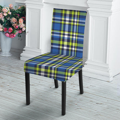 Blue Green And White Plaid Pattern Print Dining Chair Slipcover