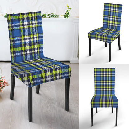 Blue Green And White Plaid Pattern Print Dining Chair Slipcover