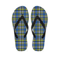 Blue Green And White Plaid Pattern Print Flip Flops