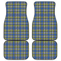 Blue Green And White Plaid Pattern Print Front and Back Car Floor Mats