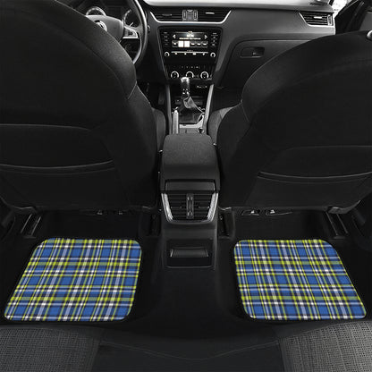 Blue Green And White Plaid Pattern Print Front and Back Car Floor Mats