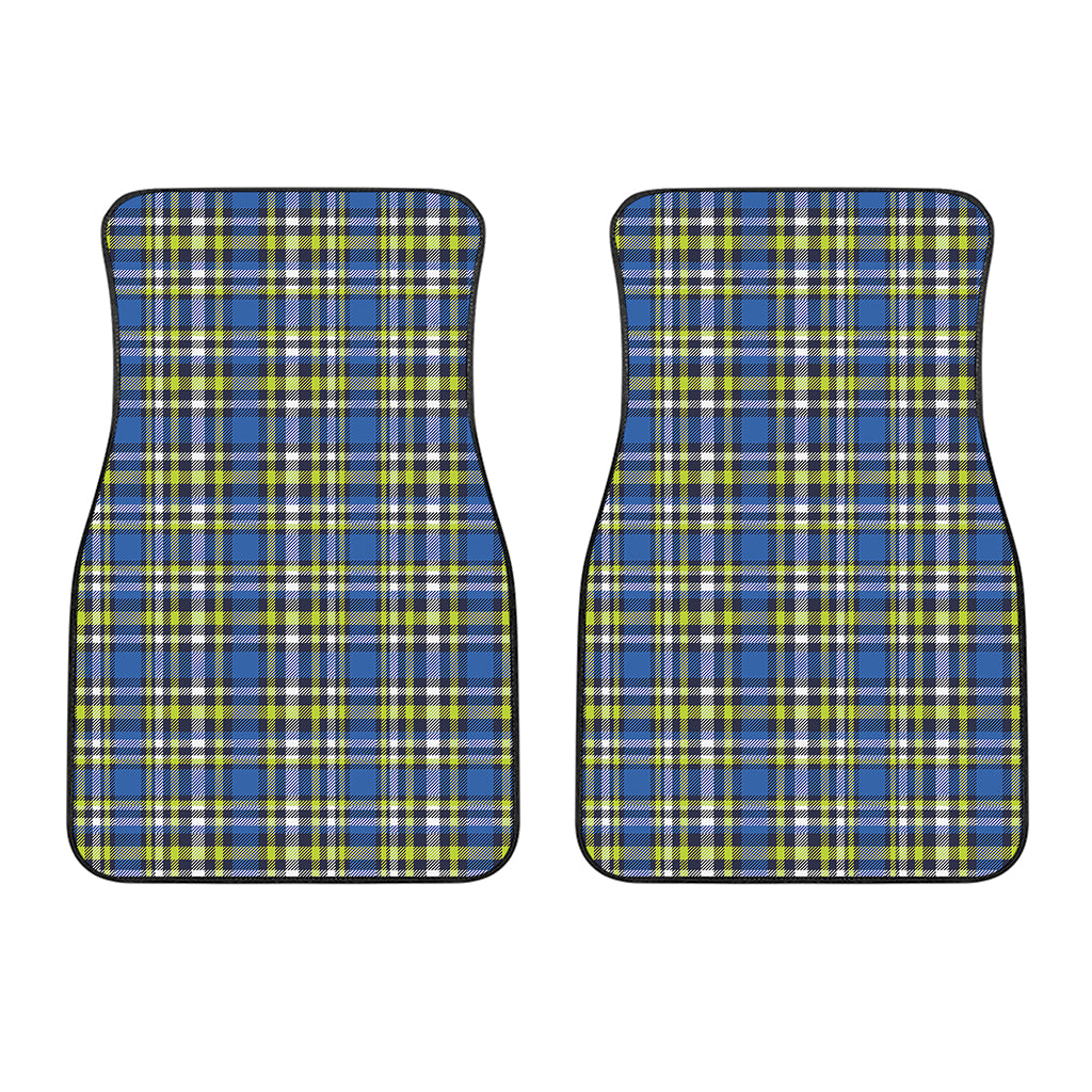 Blue Green And White Plaid Pattern Print Front Car Floor Mats