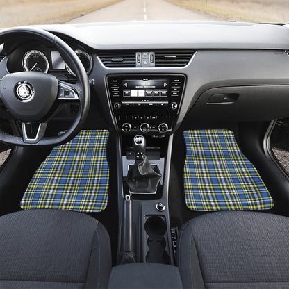 Blue Green And White Plaid Pattern Print Front Car Floor Mats