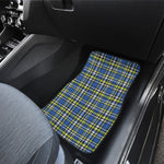 Blue Green And White Plaid Pattern Print Front Car Floor Mats