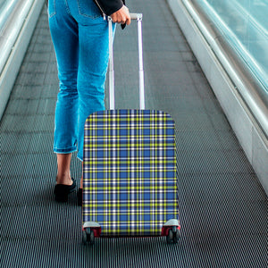 Blue Green And White Plaid Pattern Print Luggage Cover