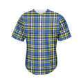 Blue Green And White Plaid Pattern Print Men's Baseball Jersey