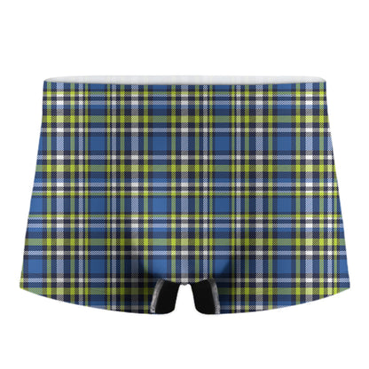 Blue Green And White Plaid Pattern Print Men's Boxer Briefs