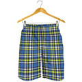 Blue Green And White Plaid Pattern Print Men's Shorts