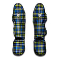 Blue Green And White Plaid Pattern Print Muay Thai Shin Guards
