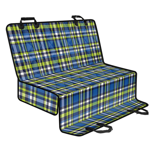 Blue Green And White Plaid Pattern Print Pet Car Back Seat Cover