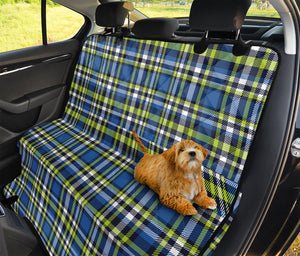 Blue Green And White Plaid Pattern Print Pet Car Back Seat Cover
