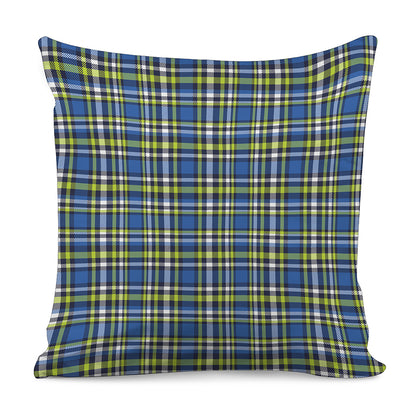 Blue Green And White Plaid Pattern Print Pillow Cover