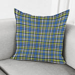 Blue Green And White Plaid Pattern Print Pillow Cover