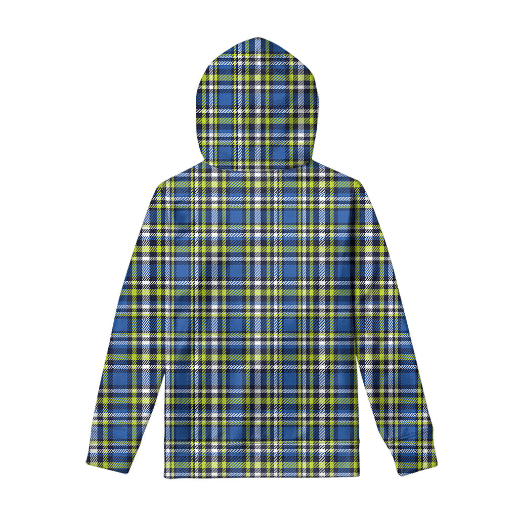 Blue Green And White Plaid Pattern Print Pullover Hoodie