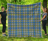 Blue Green And White Plaid Pattern Print Quilt