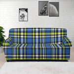 Blue Green And White Plaid Pattern Print Sofa Cover