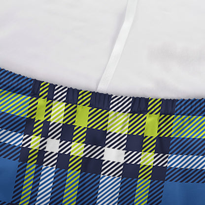 Blue Green And White Plaid Pattern Print Sofa Cover