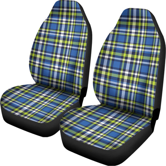 Blue Green And White Plaid Pattern Print Universal Fit Car Seat Covers