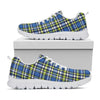 Blue Green And White Plaid Pattern Print White Sneakers