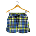 Blue Green And White Plaid Pattern Print Women's Shorts