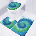 Blue Green And White Tie Dye Print 3 Piece Bath Mat Set
