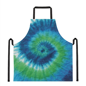 Blue Green And White Tie Dye Print Apron