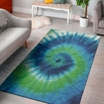 Blue Green And White Tie Dye Print Area Rug