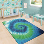 Blue Green And White Tie Dye Print Area Rug