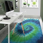 Blue Green And White Tie Dye Print Area Rug
