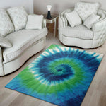 Blue Green And White Tie Dye Print Area Rug