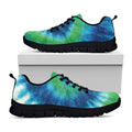 Blue Green And White Tie Dye Print Black Running Shoes