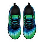 Blue Green And White Tie Dye Print Black Sneakers