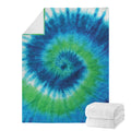 Blue Green And White Tie Dye Print Blanket