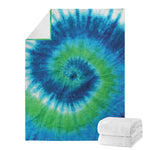 Blue Green And White Tie Dye Print Blanket
