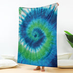 Blue Green And White Tie Dye Print Blanket