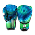 Blue Green And White Tie Dye Print Boxing Gloves
