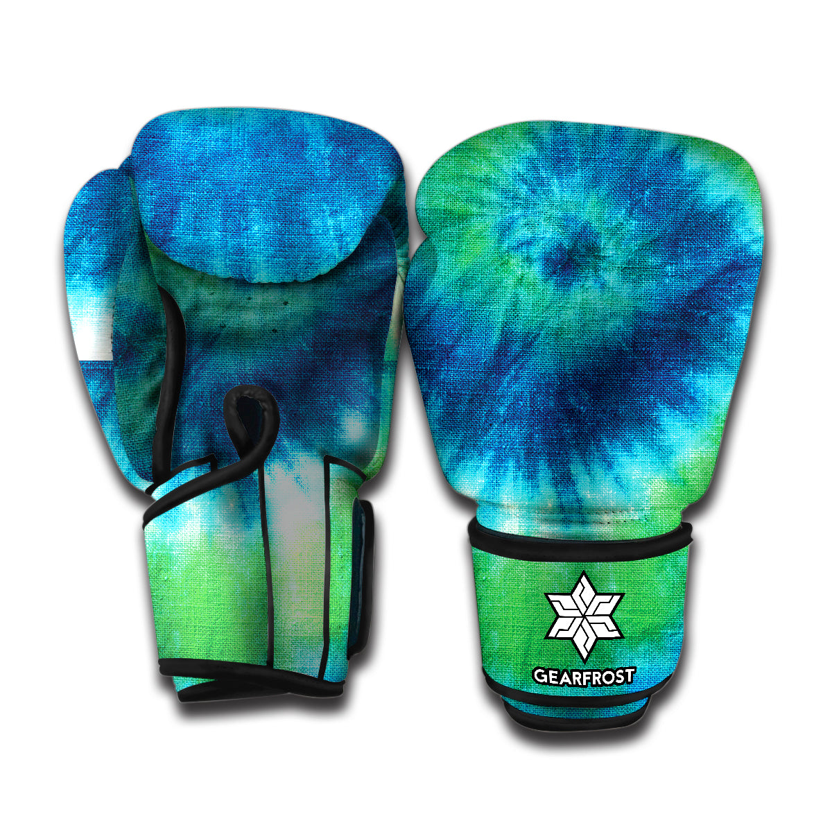Blue Green And White Tie Dye Print Boxing Gloves