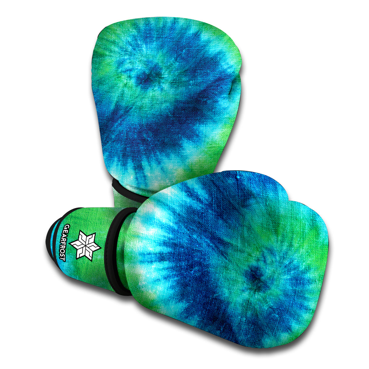 Blue Green And White Tie Dye Print Boxing Gloves