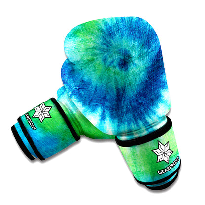 Blue Green And White Tie Dye Print Boxing Gloves