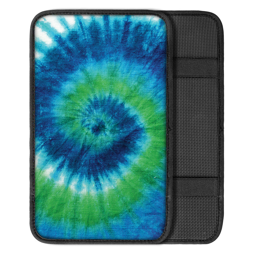 Blue Green And White Tie Dye Print Car Center Console Cover