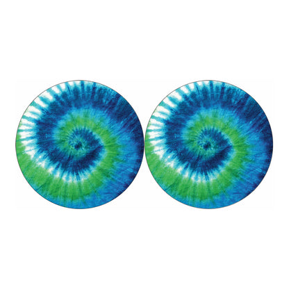 Blue Green And White Tie Dye Print Car Coasters