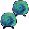 Blue Green And White Tie Dye Print Car Headrest Covers