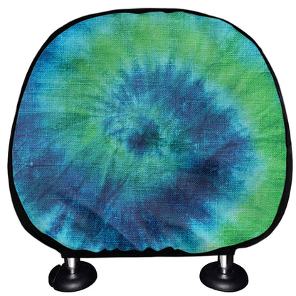 Blue Green And White Tie Dye Print Car Headrest Covers
