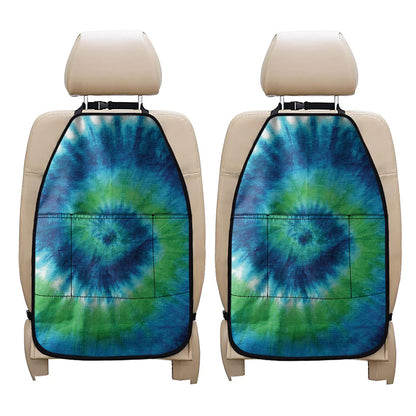 Blue Green And White Tie Dye Print Car Seat Organizers