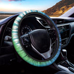 Blue Green And White Tie Dye Print Car Steering Wheel Cover