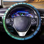 Blue Green And White Tie Dye Print Car Steering Wheel Cover