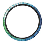 Blue Green And White Tie Dye Print Car Steering Wheel Cover
