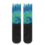 Blue Green And White Tie Dye Print Crew Socks